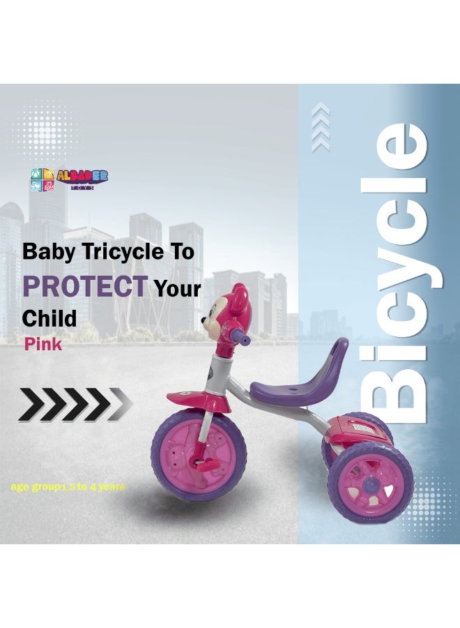 البدر دراجة توازن للأطفال بعمر 1.5-4 سنوات من البدر، دراجة ثلاثية العجلات للأطفال الصغار بأصوات وأضواء، دراجة أطفال بثلاث عجلات مع سلة، دراجة ثلاثية العجلات للأطفال، زهري، من البدر - Image 2